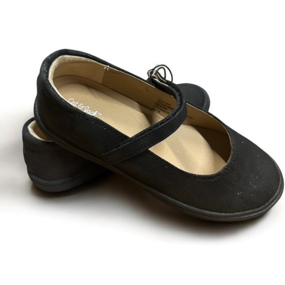 NIB Cat & Jack™ Olympia Glitter Mary Jane/Midnight Black, Big Girls/Yout…